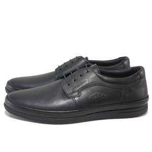 Черни мъжки анатомични обувки, естествена кожа - всекидневни обувки за есента и зимата N 100017268