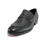 Черни анатомични мъжки обувки, естествена кожа - официални обувки за есента и зимата N 100017276