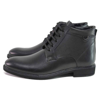 Черни мъжки боти, естествена кожа - всекидневни обувки за есента и зимата N 100017440