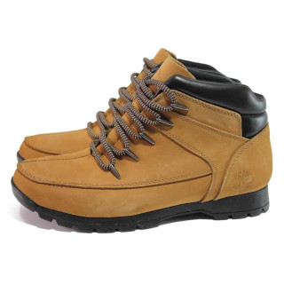 Жълти мъжки боти, естествена кожа - всекидневни обувки за есента и зимата N 100017442