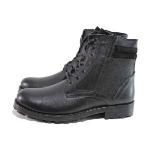 Черни анатомични мъжки боти, естествена кожа - ежедневни обувки за есента и зимата N 100017449