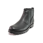 Черни мъжки боти, естествена кожа - ежедневни обувки за есента и зимата N 100017448