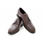 Тъмнокафяви официални мъжки обувки, естествена кожа - официални обувки за целогодишно ползване N 100016925