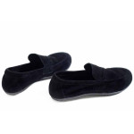Черни мъжки мокасини, естествен велур - ежедневни обувки за пролетта и лятото N 100016749