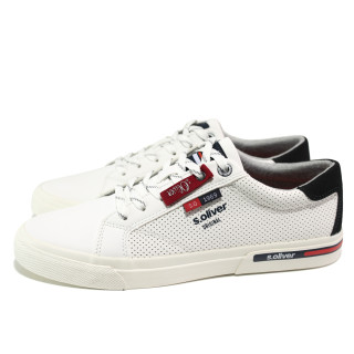 Бели мъжки спортни обувки, здрава еко-кожа - спортни обувки за пролетта и лятото N 100015087
