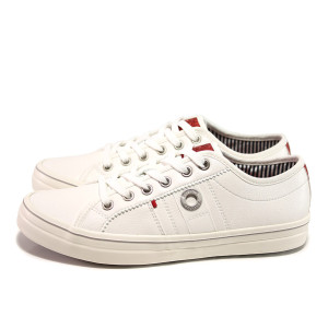 Бели дамски кецове, здрава еко-кожа - всекидневни обувки за пролетта и лятото N 100015170