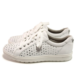 Бели дамски кецове, естествена кожа - всекидневни обувки за пролетта и лятото N 100015171