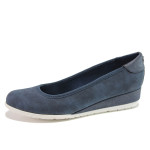 Сини дамски обувки с платформа, здрава еко-кожа - всекидневни обувки за пролетта и лятото N 100015172