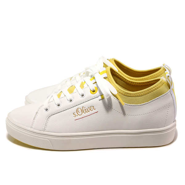 Бели спортни дамски обувки, здрава еко-кожа - всекидневни обувки за пролетта и лятото N 100015175