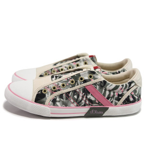 Бежови спортни дамски обувки, здрава еко-кожа - всекидневни обувки за пролетта и лятото N 100015176