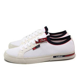 Бели мъжки спортни обувки, еко-кожа и текстилна материя - спортни обувки за пролетта и лятото N 100015203