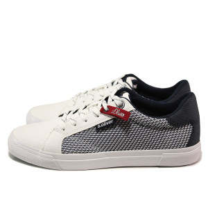 Бели мъжки спортни обувки, еко-кожа и текстилна материя - спортни обувки за пролетта и лятото N 100015205