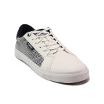 Бели мъжки спортни обувки, еко-кожа и текстилна материя - спортни обувки за пролетта и лятото N 100015205