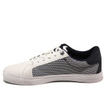 Бели мъжки спортни обувки, еко-кожа и текстилна материя - спортни обувки за пролетта и лятото N 100015205