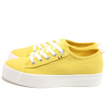 Жълти спортни дамски обувки, текстилна материя - спортни кецове за пролетта и лятото N 100015206