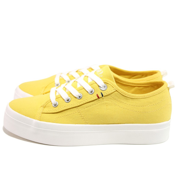 Жълти спортни дамски обувки, текстилна материя - спортни кецове за пролетта и лятото N 100015206