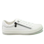 Бели спортни дамски обувки, здрава еко-кожа - спортни кецове за пролетта и лятото N 100015242