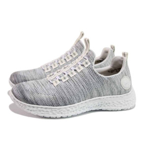 Сиви дамски маратонки, текстилна материя - спортни обувки за пролетта и лятото N 100015489