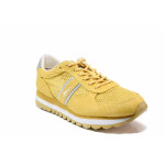 Жълти дамски маратонки, текстилна материя - спортни обувки за пролетта и лятото N 100015516