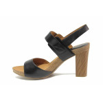 Черни дамски сандали, естествена кожа - ежедневни обувки за пролетта и лятото N 100015538