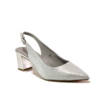 Сиви дамски обувки със среден ток, естествена кожа - официални обувки за пролетта и лятото N 100015529