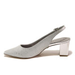 Сиви дамски обувки със среден ток, естествена кожа - официални обувки за пролетта и лятото N 100015529