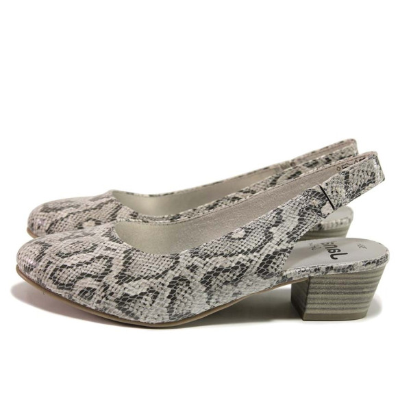 Сиви дамски обувки със среден ток, здрава еко-кожа - всекидневни обувки за пролетта и лятото N 100015531