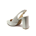 Сиви дамски обувки с висок ток, лачена естествена кожа - официални обувки за пролетта и лятото N 100015530