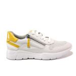 Бели дамски маратонки, естествена кожа - спортни обувки за пролетта и лятото N 100015608