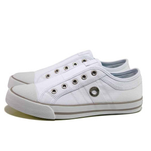 Бели спортни дамски обувки, текстилна материя - спортни кецове за пролетта и лятото N 100015545