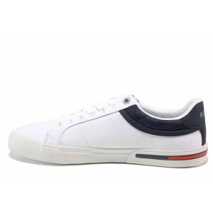 Бели мъжки обувки, текстилна материя - спортни кецове за пролетта и лятото N 100015542