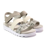Сиви дамски сандали, еко-кожа и текстилна материя - всекидневни обувки за пролетта и лятото N 100015569