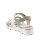 Сиви дамски сандали, еко-кожа и текстилна материя - всекидневни обувки за пролетта и лятото N 100015569