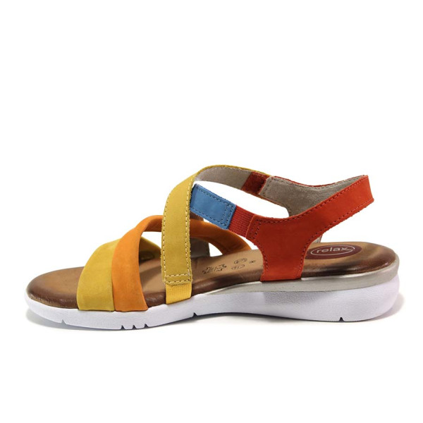 Жълти дамски сандали, естествена кожа - ежедневни обувки за пролетта и лятото N 100015571