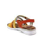 Жълти дамски сандали, естествена кожа - ежедневни обувки за пролетта и лятото N 100015571