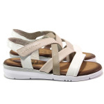 Бели дамски сандали, естествена кожа - ежедневни обувки за пролетта и лятото N 100015572