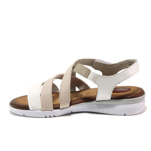 Бели дамски сандали, естествена кожа - ежедневни обувки за пролетта и лятото N 100015572