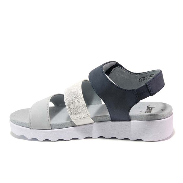 Сини дамски сандали, еко-кожа и текстилна материя - ежедневни обувки за пролетта и лятото N 100015570