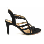 Черни дамски сандали, здрава еко-кожа - ежедневни обувки за пролетта и лятото N 100015555