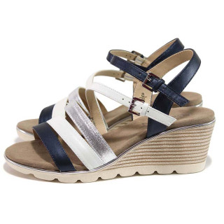 Бели дамски сандали, естествена кожа - ежедневни обувки за пролетта и лятото N 100015574
