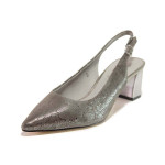 Сиви дамски обувки със среден ток, естествена кожа - ежедневни обувки за пролетта и лятото N 100015589
