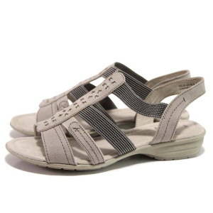 Бежови дамски сандали, еко-кожа и текстилна материя - всекидневни обувки за пролетта и лятото N 100015577