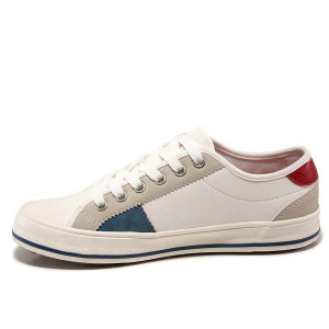 Бели тинейджърски маратонки, здрава еко-кожа - спортни кецове за пролетта и лятото N 100015593