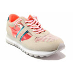 Бежови дамски маратонки, качествен еко-велур - спортни обувки за пролетта и лятото N 100015596