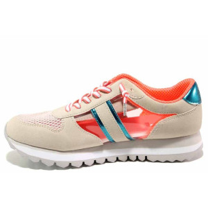 Бежови дамски маратонки, качествен еко-велур - спортни обувки за пролетта и лятото N 100015596