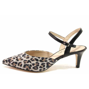 Сиви дамски обувки със среден ток, естествена кожа - официални обувки за пролетта и лятото N 100015579