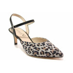 Сиви дамски обувки със среден ток, естествена кожа - официални обувки за пролетта и лятото N 100015579