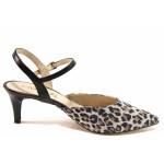 Сиви дамски обувки със среден ток, естествена кожа - официални обувки за пролетта и лятото N 100015579