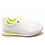 Бели дамски маратонки, здрава еко-кожа - спортни обувки за пролетта и лятото N 100015615