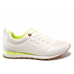 Бели дамски маратонки, здрава еко-кожа - спортни обувки за пролетта и лятото N 100015615